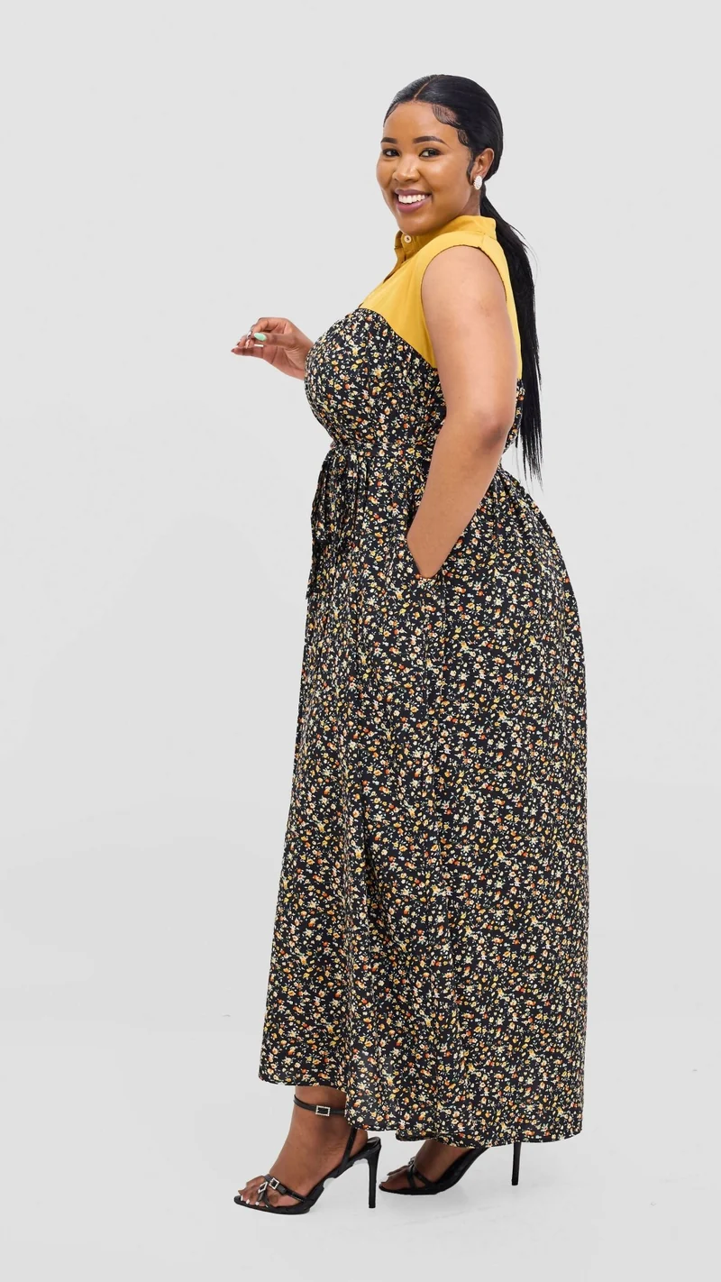Rimyel Limited Button Dress - Mustard