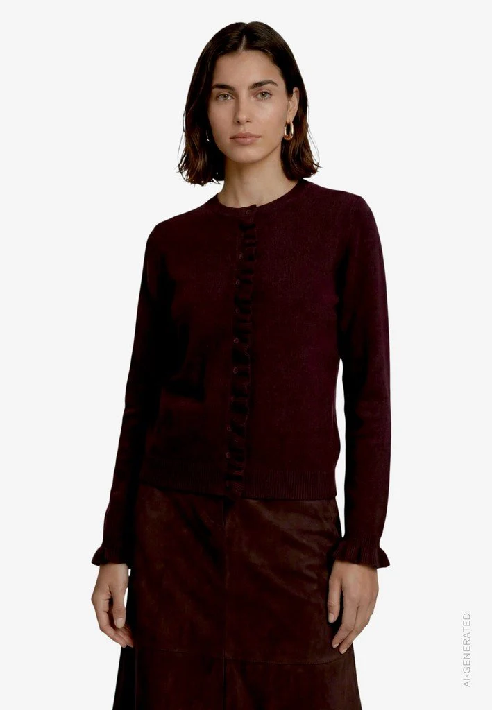 Zero Strickjacke Kurz 1/1 Arm - 42_110-10004368_7711-Dark Brown Melange