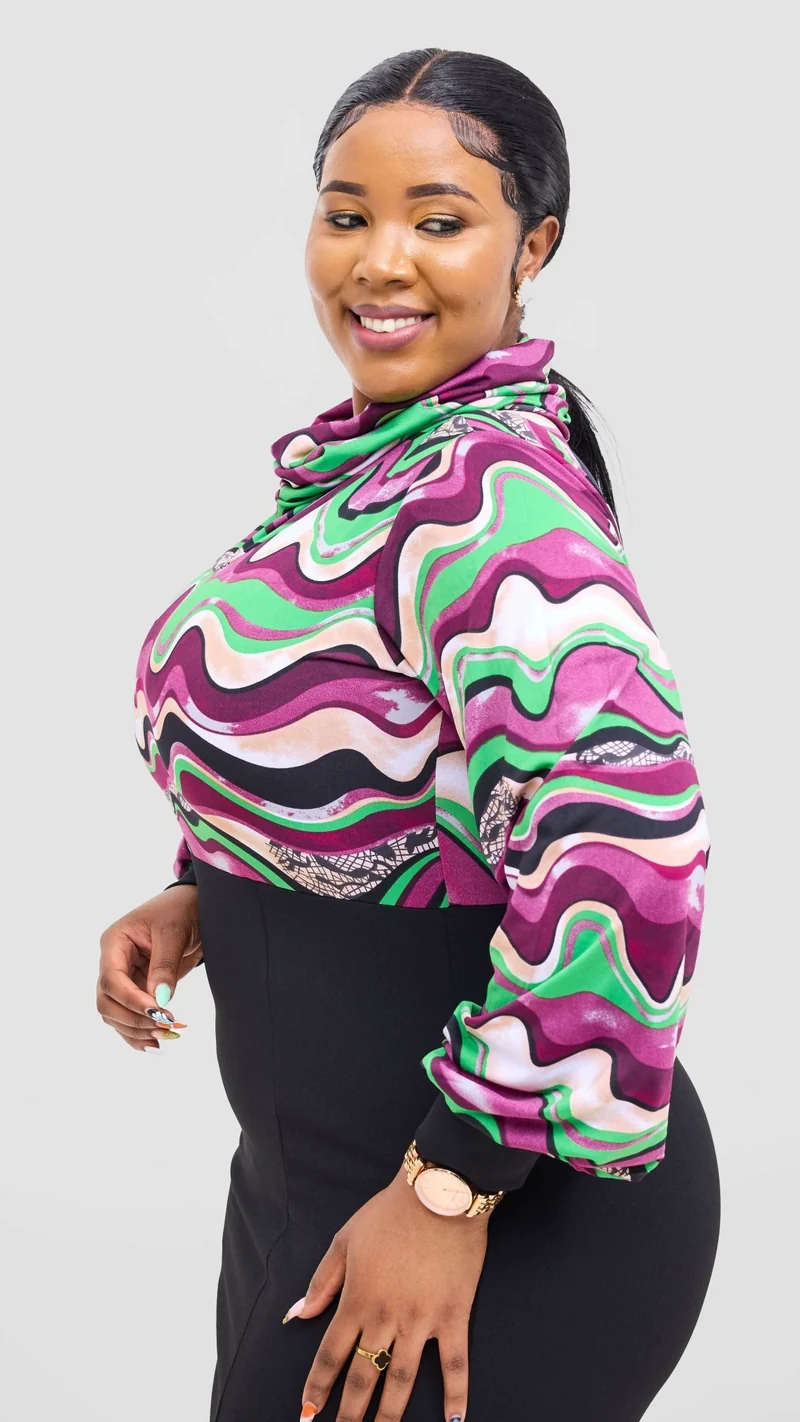 Rimyel Limited Cowl Dress - Purple Print