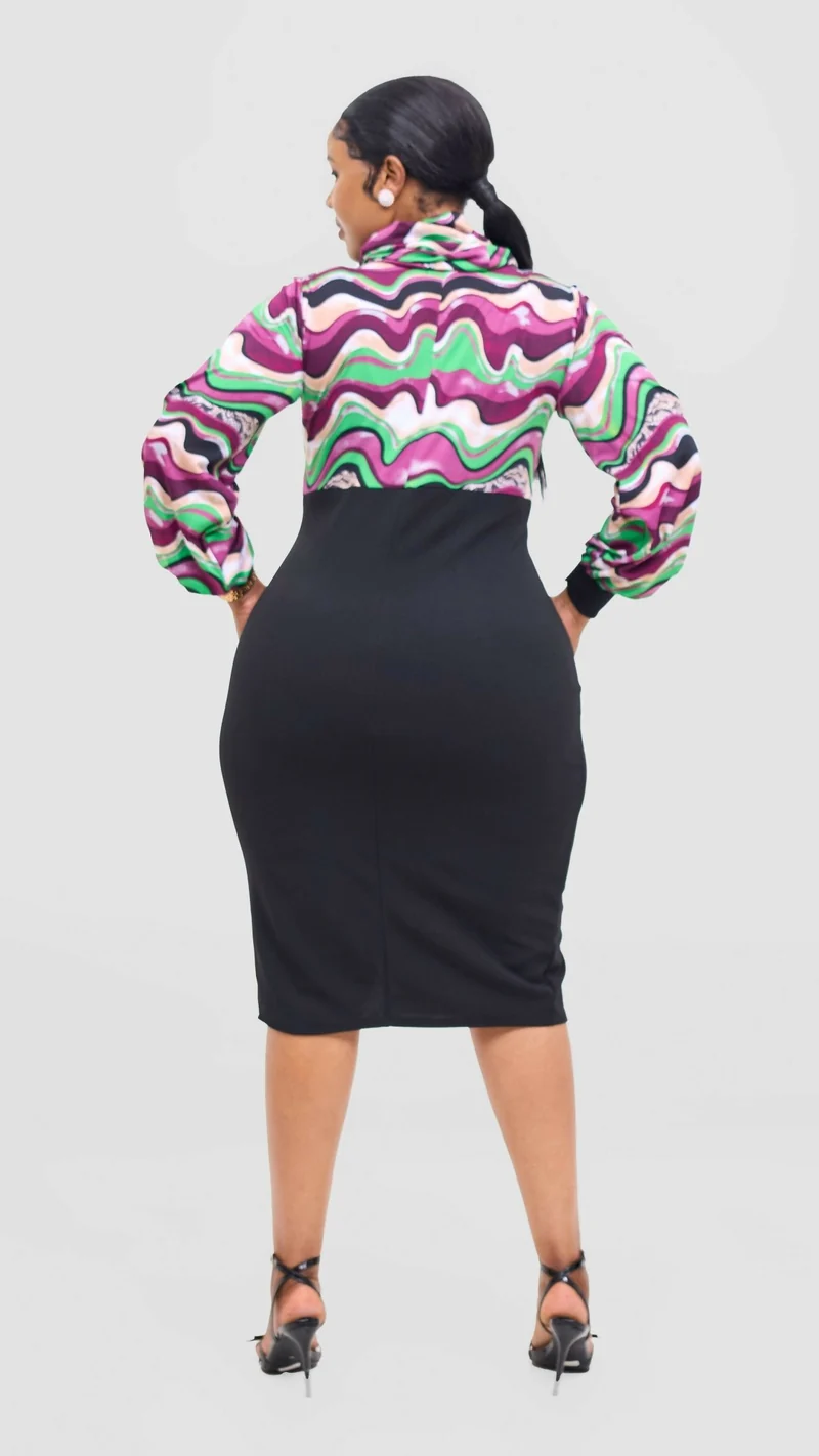 Rimyel Limited Cowl Dress - Purple Print
