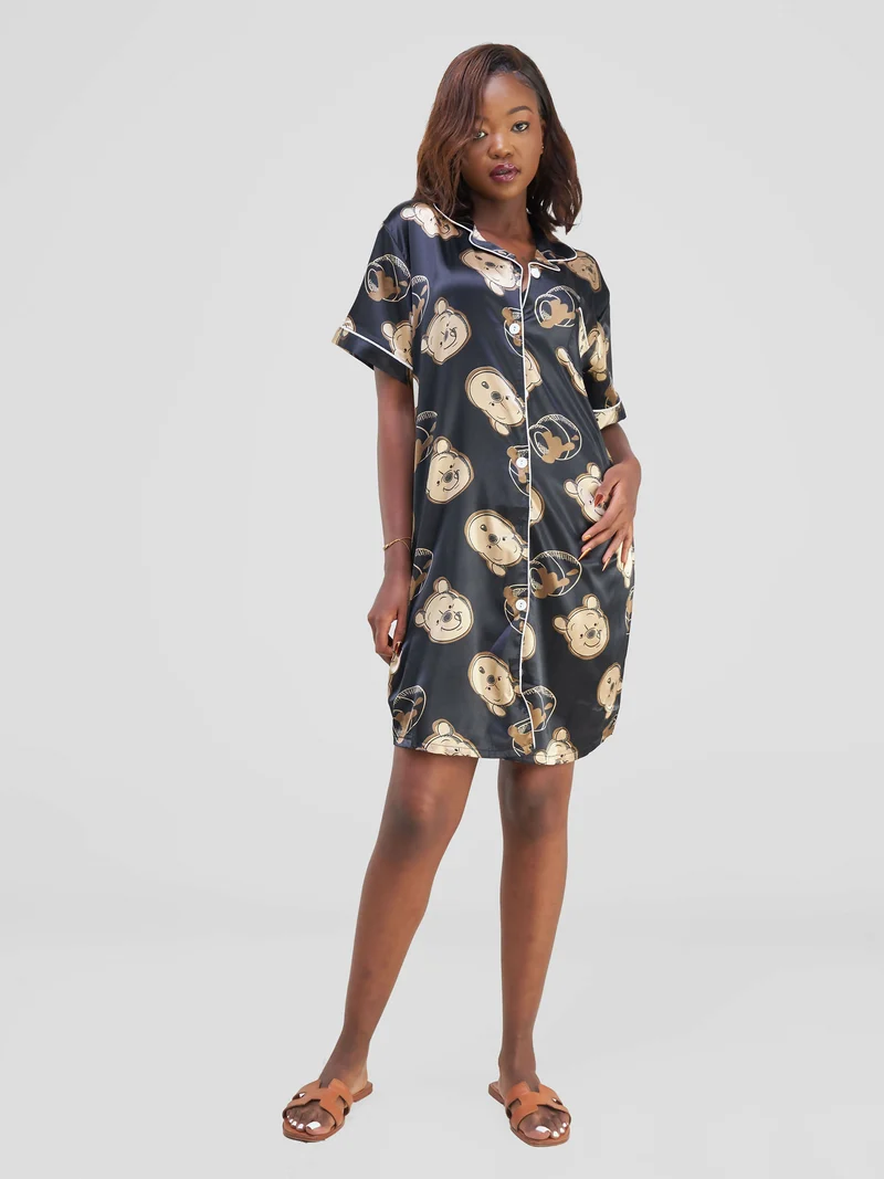 Ladies Silk Pajama - Black