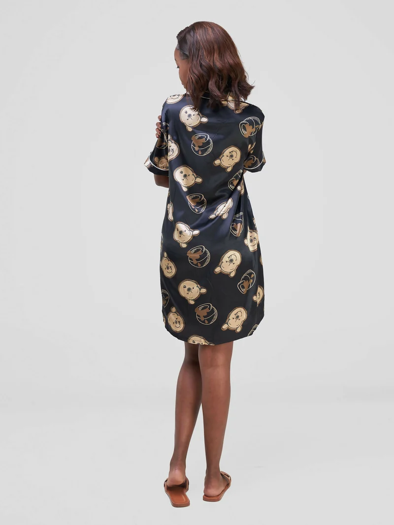 Ladies Silk Pajama - Black
