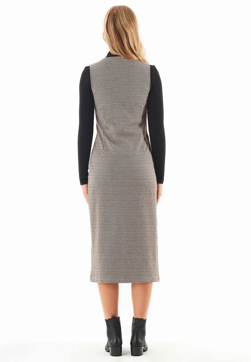 Kleid aus Bio-Baumwolle-Mix mit Hahnentrittmuster