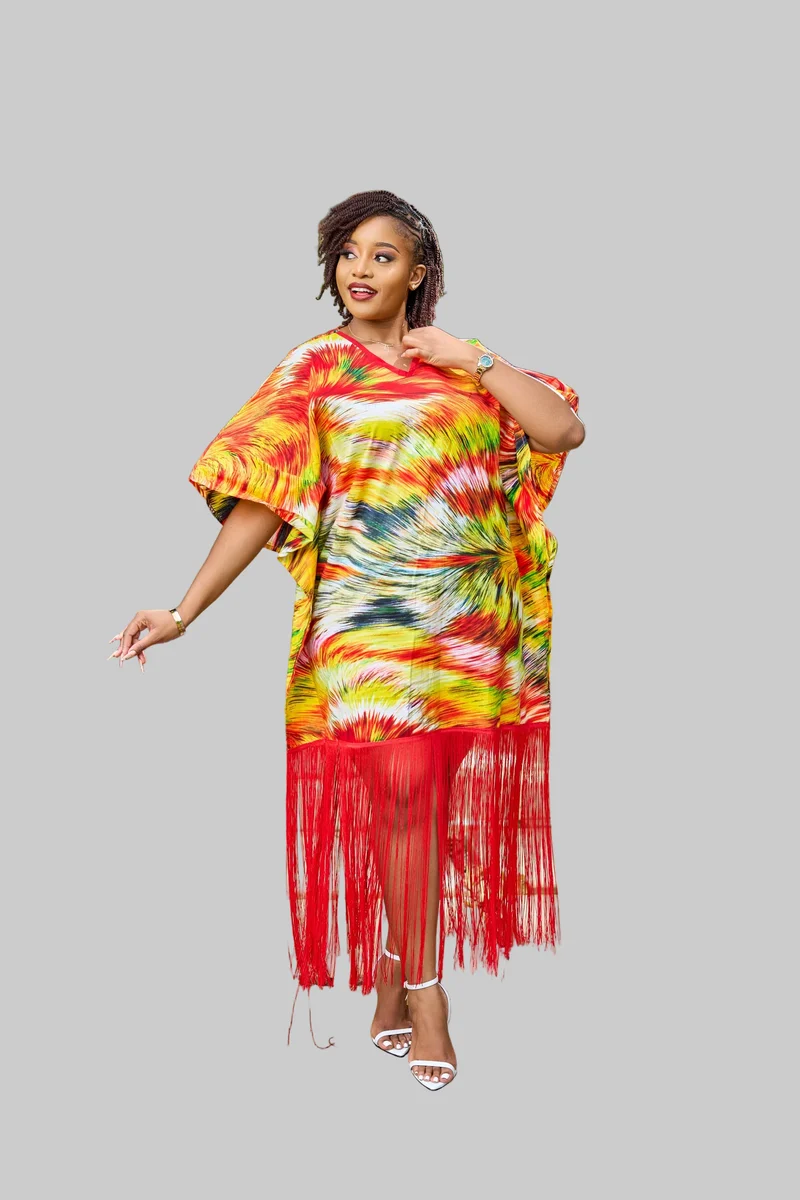 Izulu Mapia Kaftan Dress - Red
