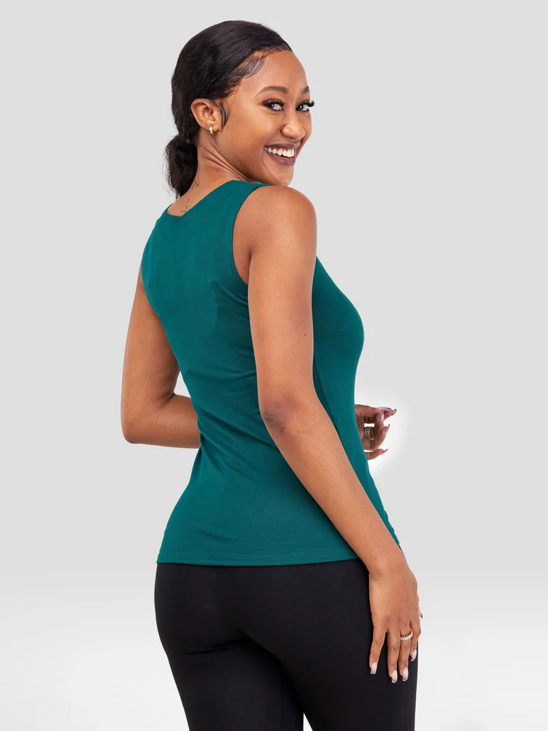 Zoya Basic Val Tank Top - Forest Green