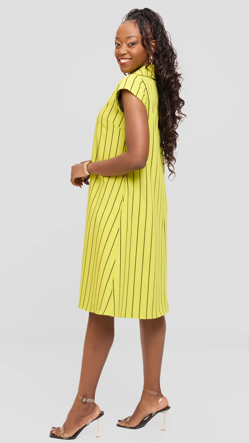 Vivo Mandla Tent Dress in Crepe - Lime / Black Bini Print