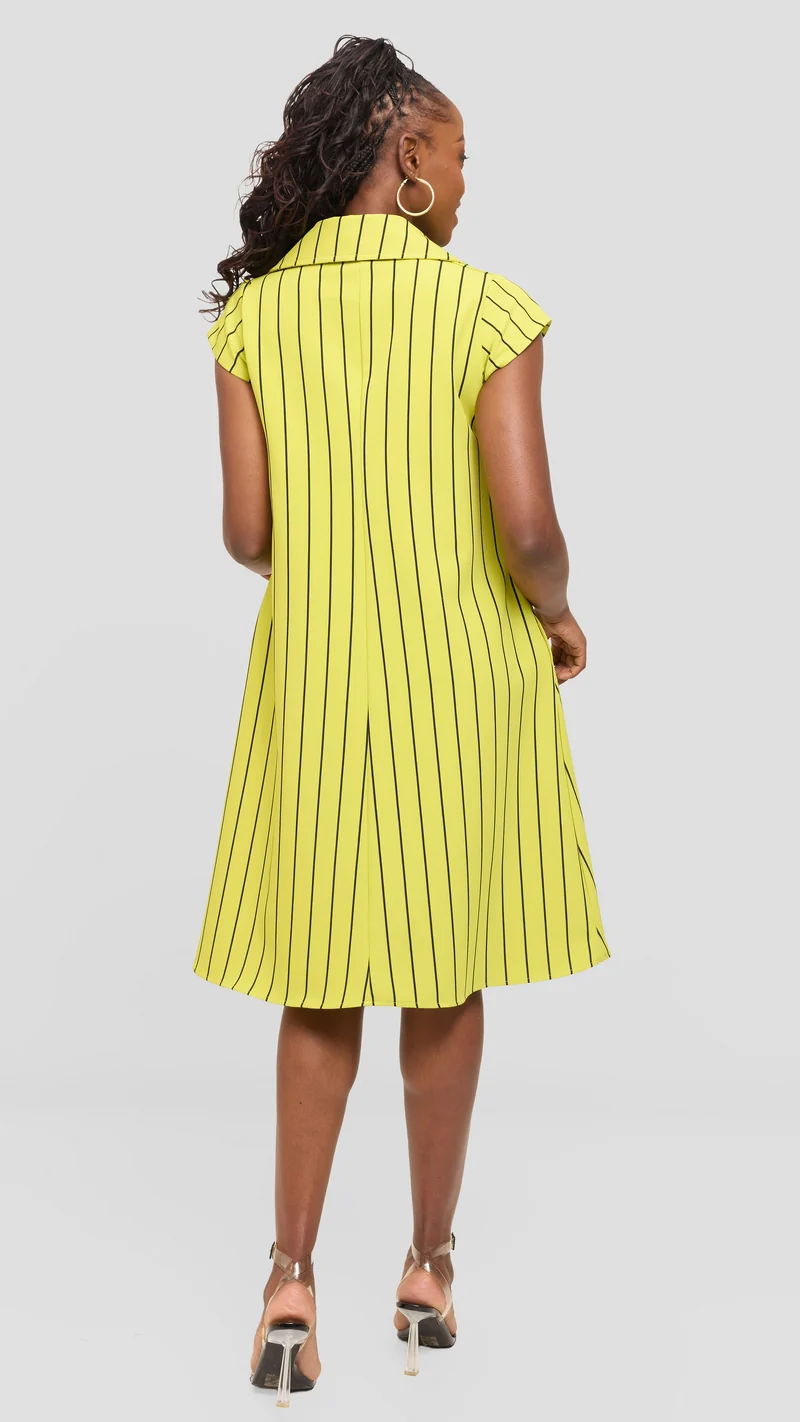 Vivo Mandla Tent Dress in Crepe - Lime / Black Bini Print