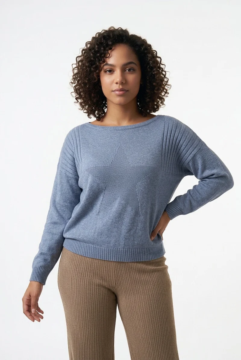 Stylish Sisters Ribbed Batwing-Sleeve Sweater Top - Grey