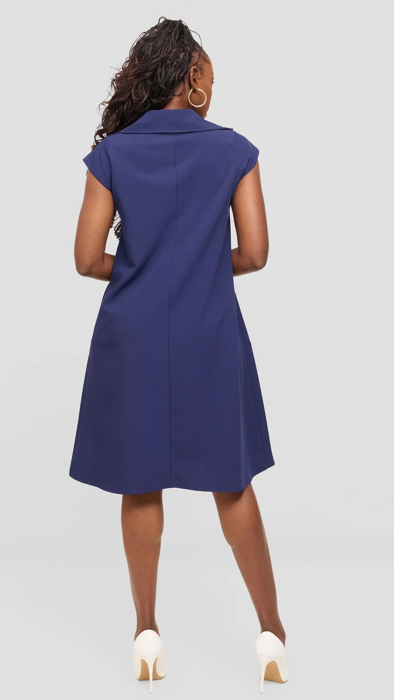 Vivo Mandla Tent Dress in Crepe - Navy
