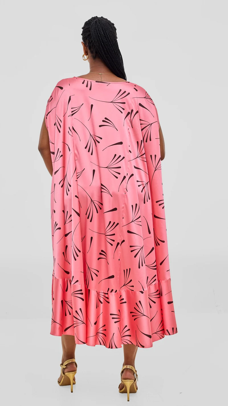 Vivo Samira Cape Dress - Coral Print