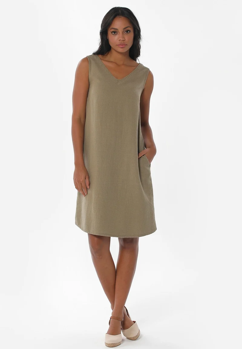 Kleid aus Bio-Baumwolle und Leinen