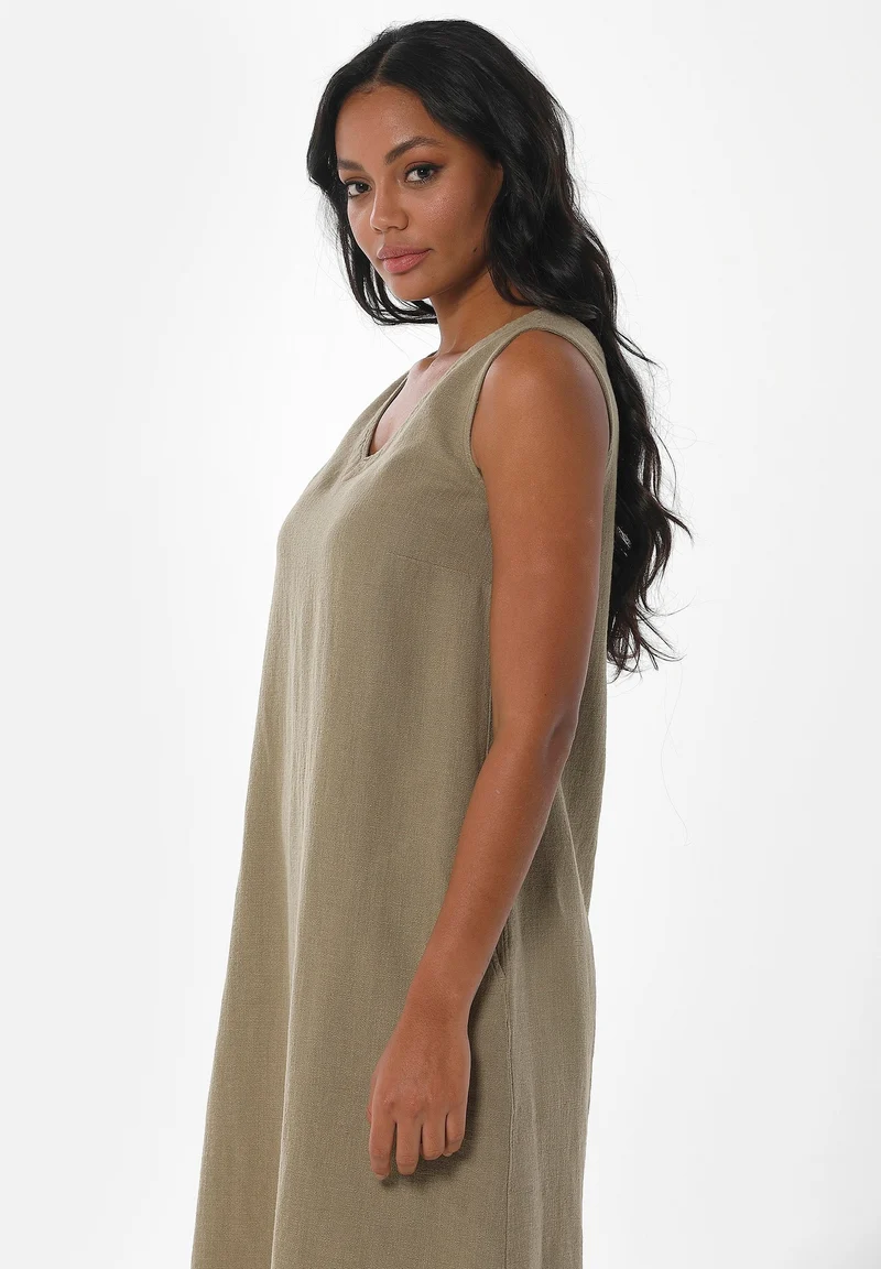 Kleid aus Bio-Baumwolle und Leinen