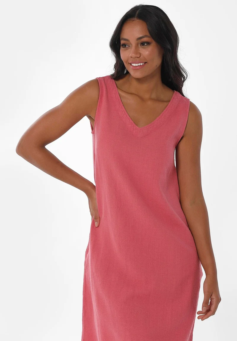 Kleid aus Bio-Baumwolle und Leinen