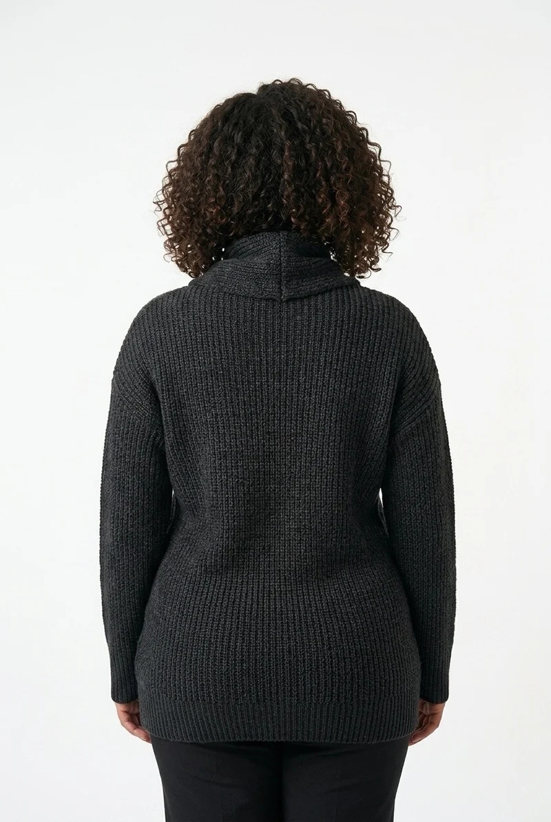 Stylish Sisters Women’s Ribbed Open-Front Shawl Collar Cardigan - Black