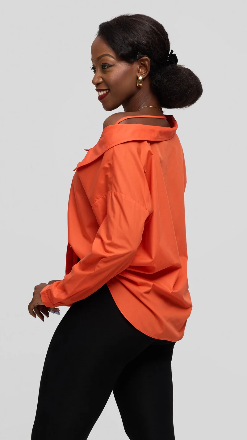 Vivo Drop Shoulder Top in Cotton - Orange