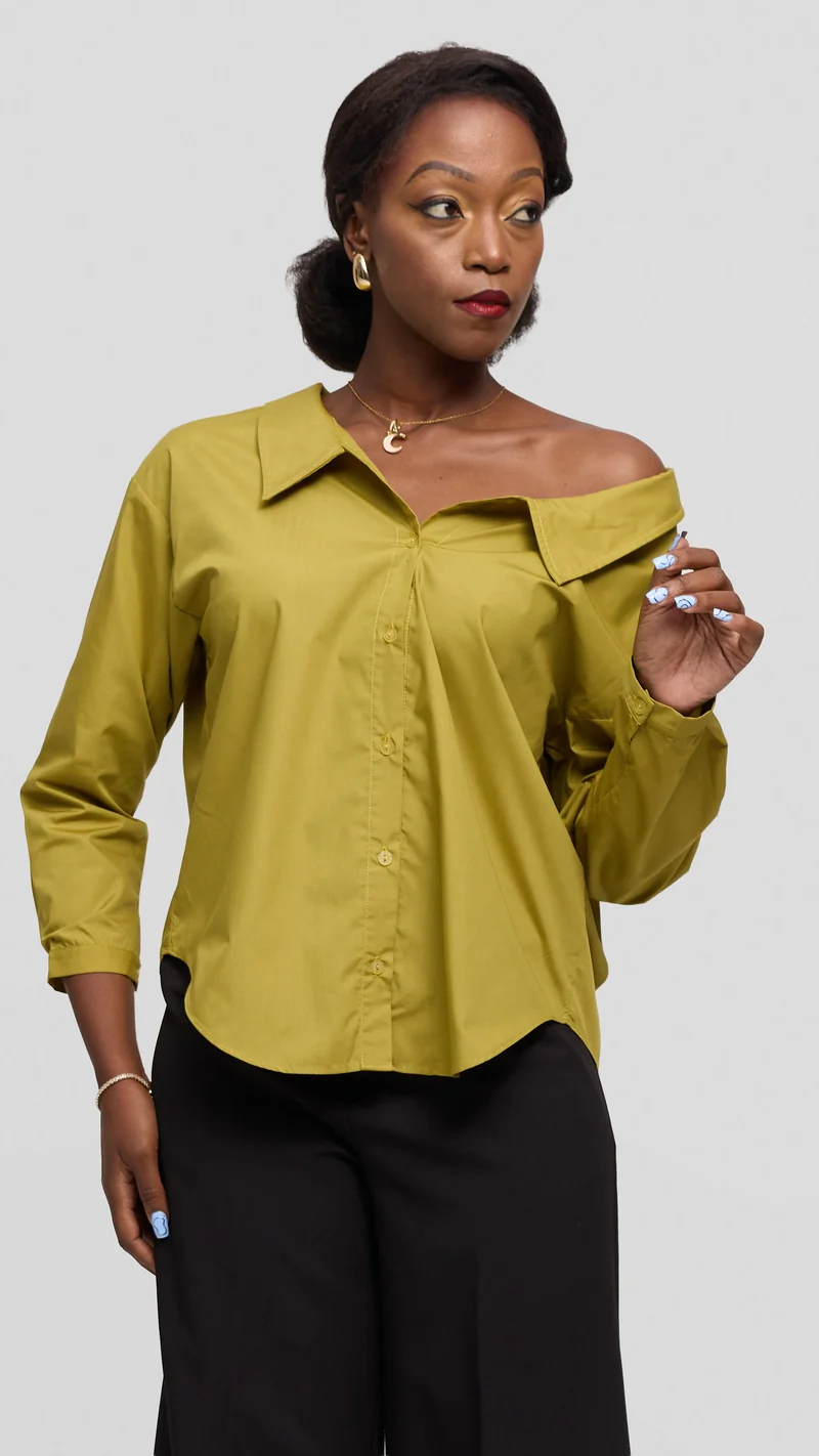 Vivo Drop Shoulder Top in Cotton - Olive