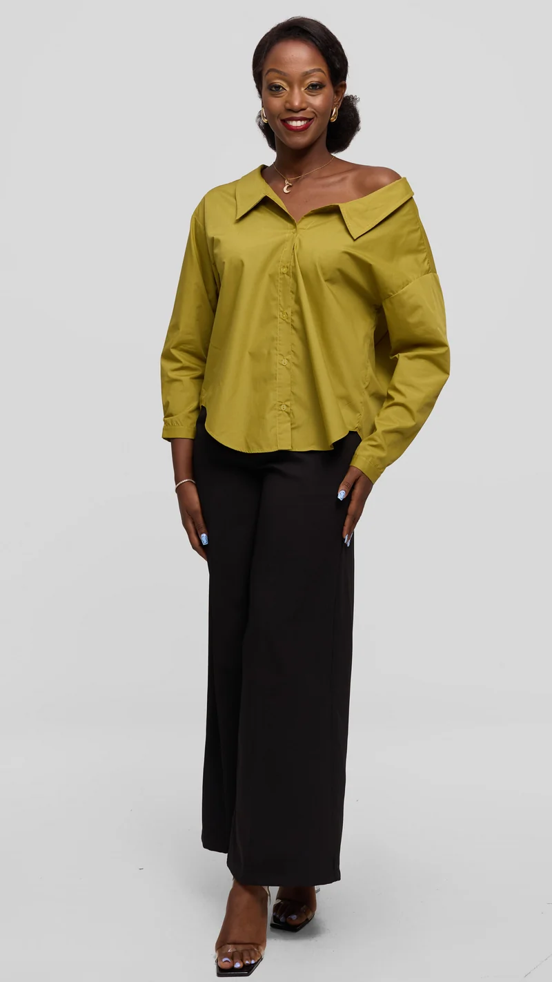 Vivo Drop Shoulder Top in Cotton - Olive