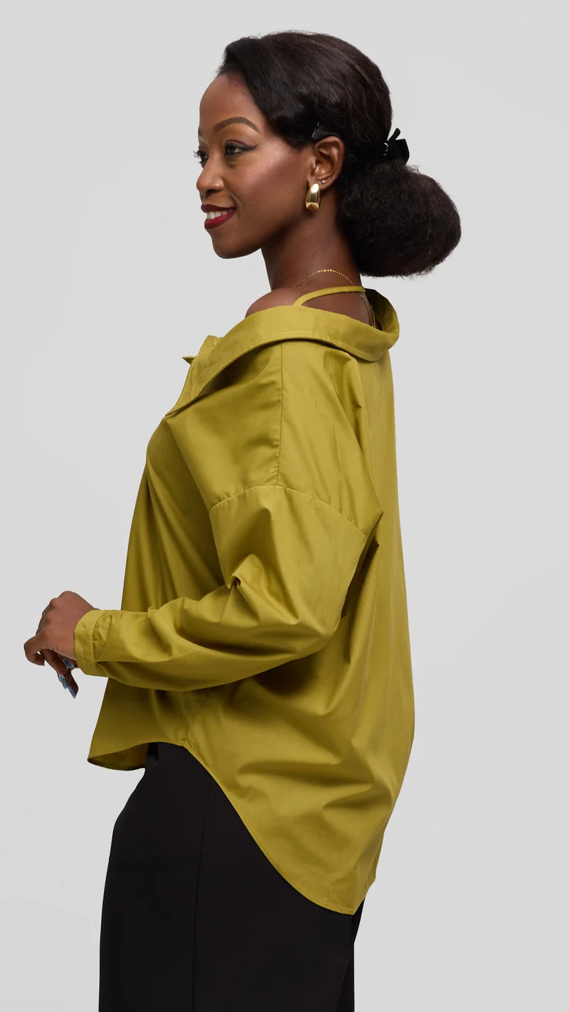 Vivo Drop Shoulder Top in Cotton - Olive