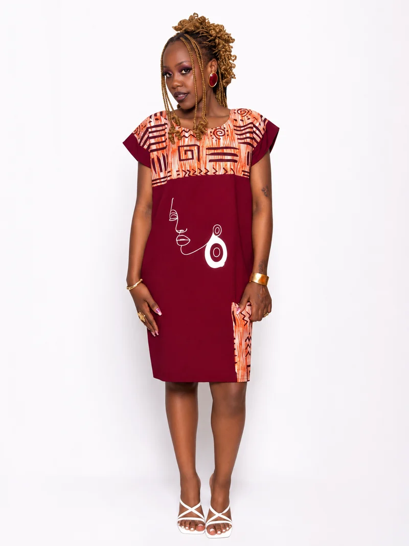 AGAMU Naya Dress - Maroon