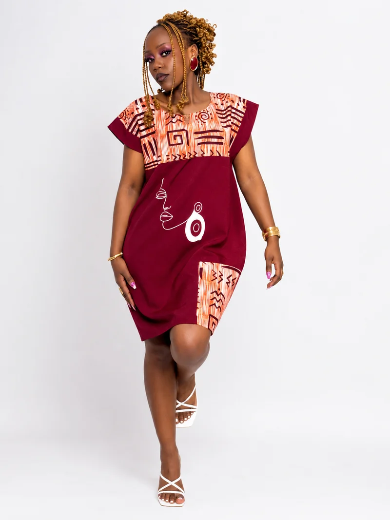 AGAMU Naya Dress - Maroon