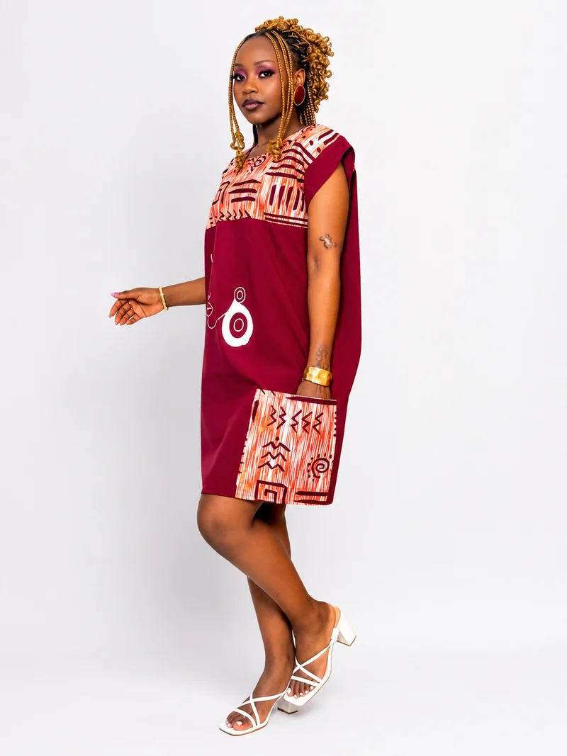 AGAMU Naya Dress - Maroon
