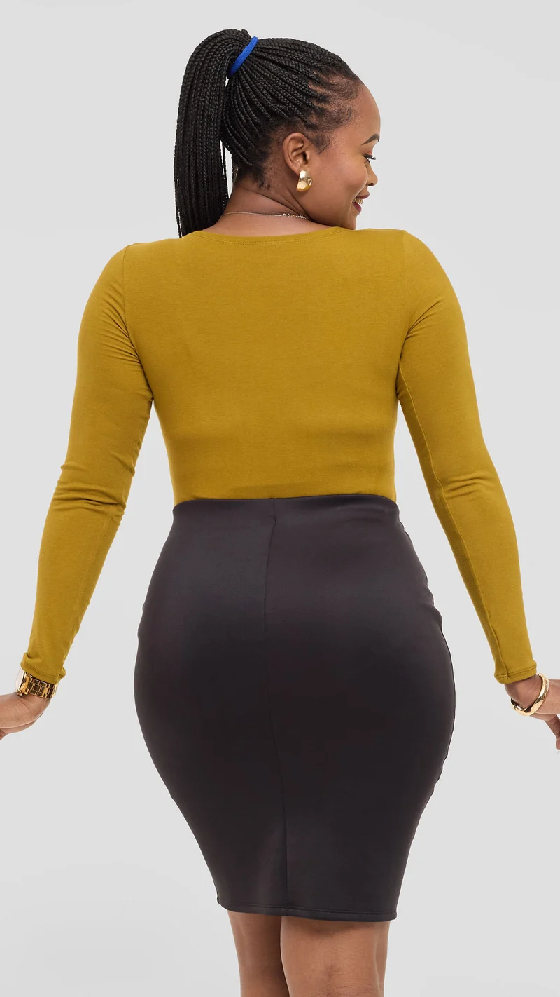 Vivo Basic Long Sleeve Bodysuit in Jersey - Olive Green