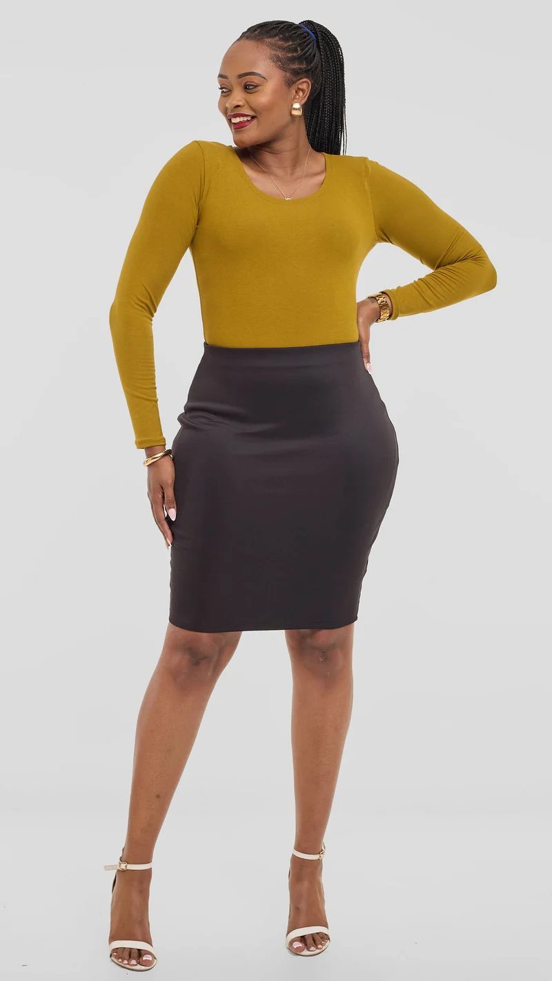 Vivo Basic Long Sleeve Bodysuit in Jersey - Olive Green