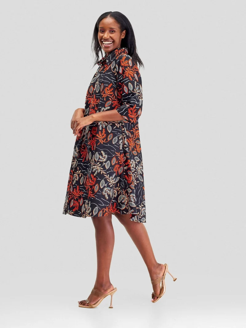 Wsc Pambo Hando Afrikan Designs Shujaa Dress - Orange Print