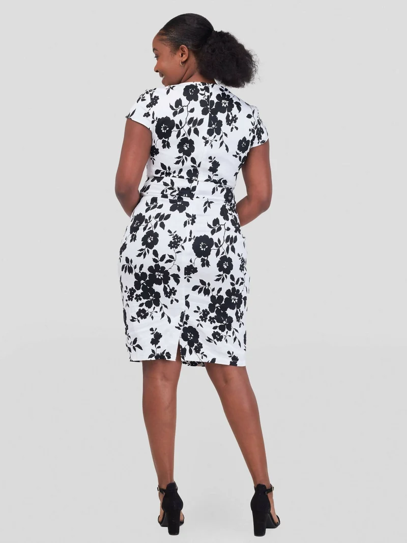 WSC Pambo Immaculate Chic Pencil Dress - Black / White Floral