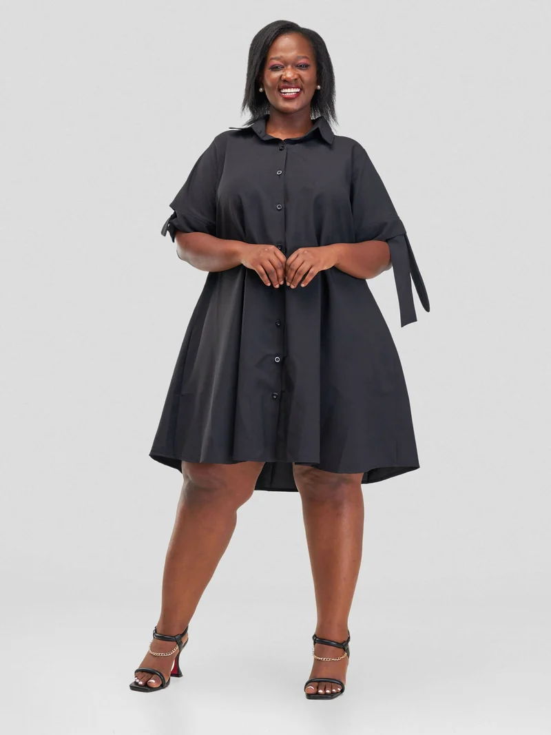 Wsc Pambo Hando Afrikan Designs Njeri Shirt Dress - Black