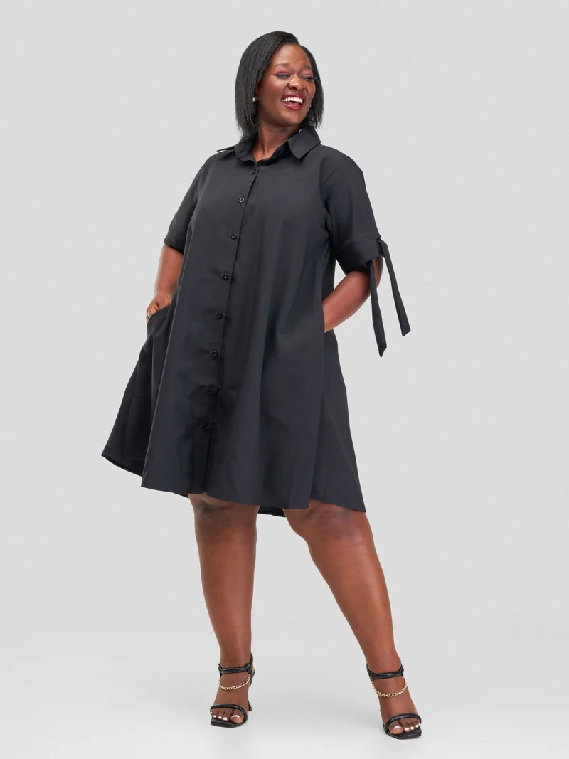 Wsc Pambo Hando Afrikan Designs Njeri Shirt Dress - Black