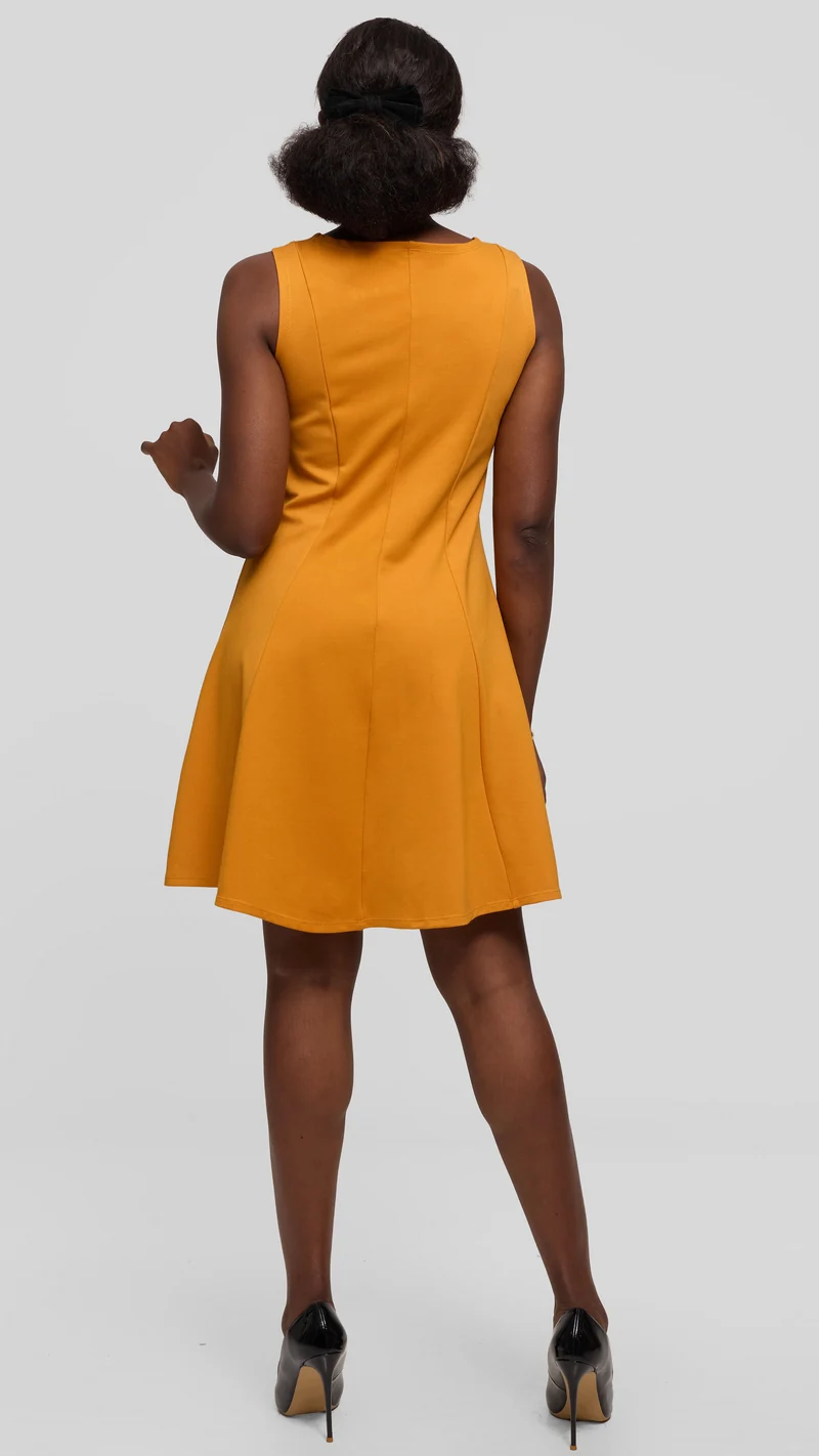 Vivo Studio A-Line Mini Dress in Ponte - Mustard