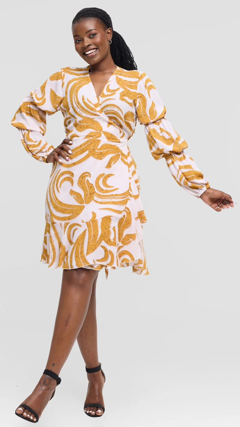 Salok Havilah Kyra Wrap Dress - Mustard Print