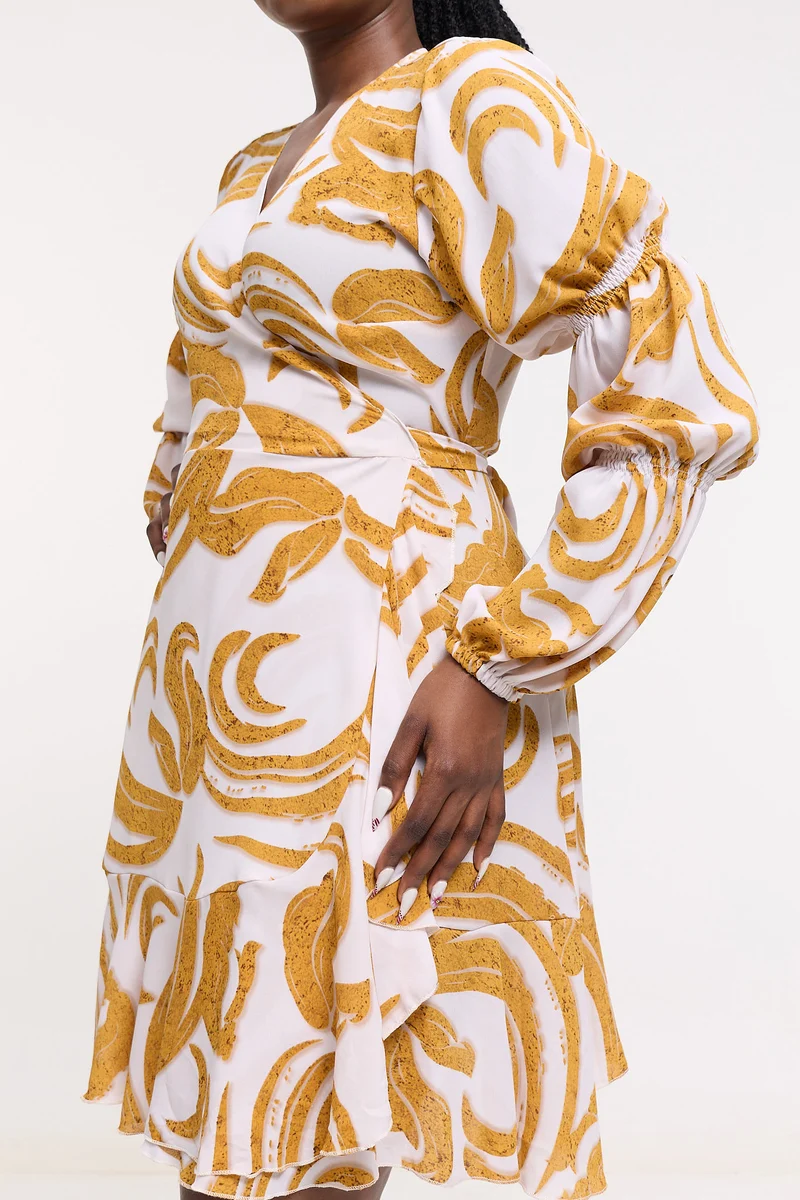 Salok Havilah Kyra Wrap Dress - Mustard Print