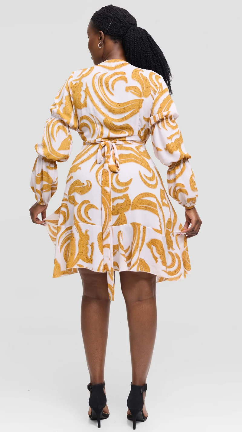 Salok Havilah Kyra Wrap Dress - Mustard Print