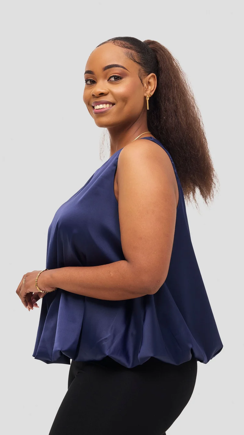 Vivo Iyana Bubble Sleeveless Top - Navy