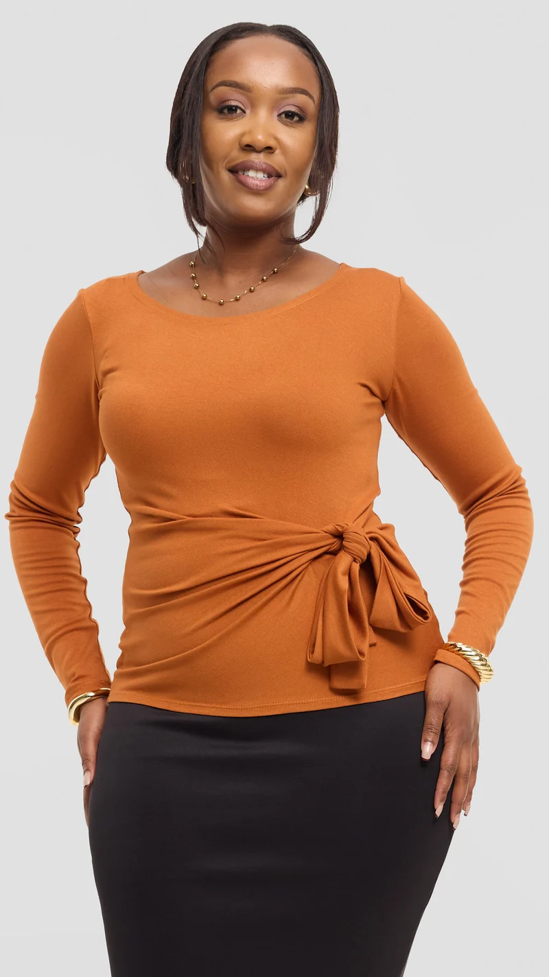 Vivo Tie Top in Jersey - Rust