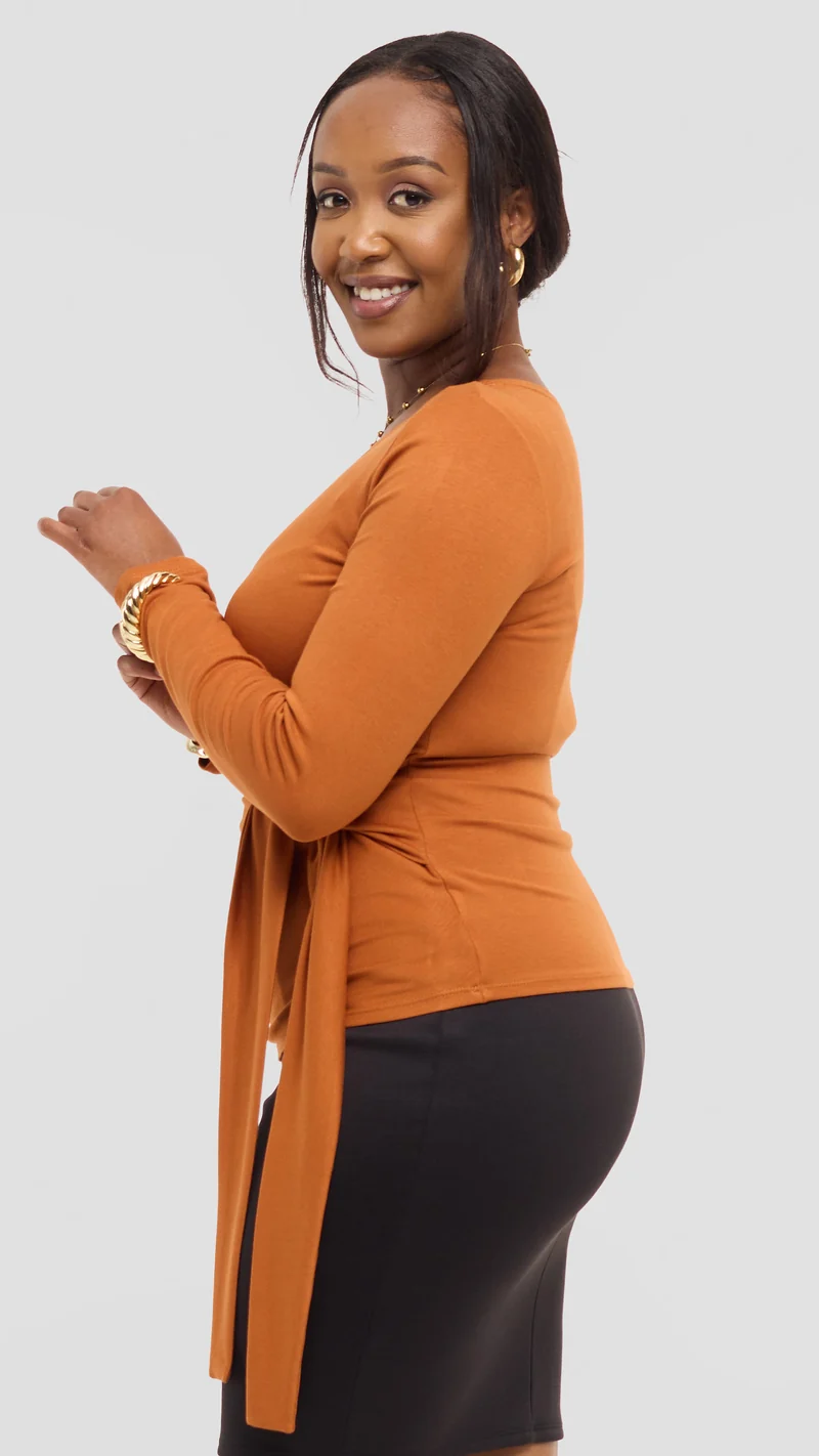 Vivo Tie Top in Jersey - Rust