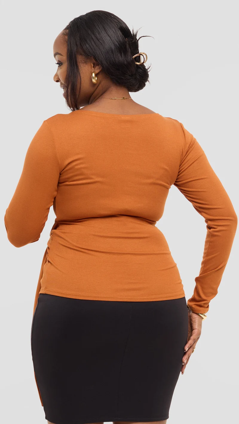 Vivo Tie Top in Jersey - Rust