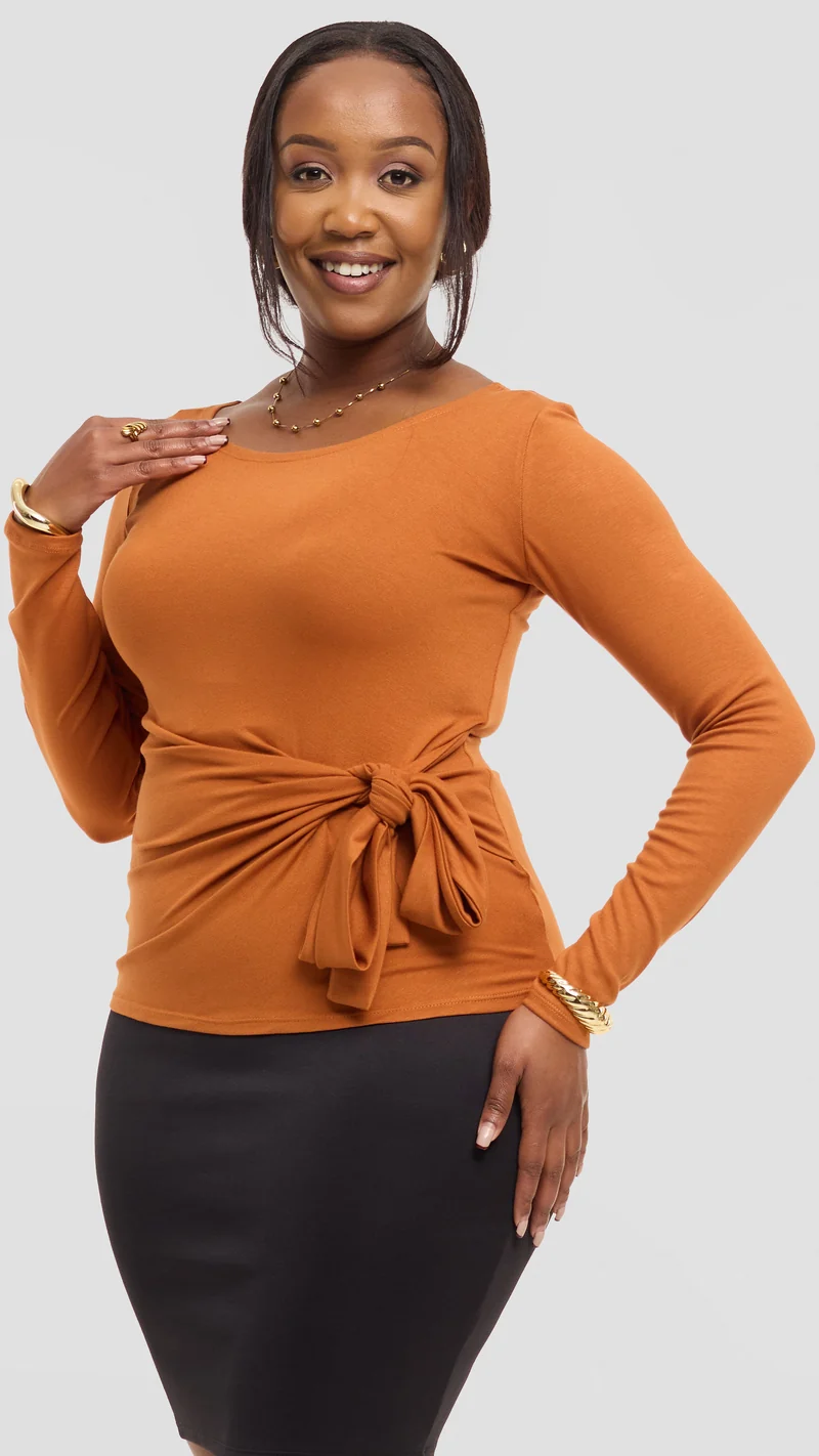 Vivo Tie Top in Jersey - Rust