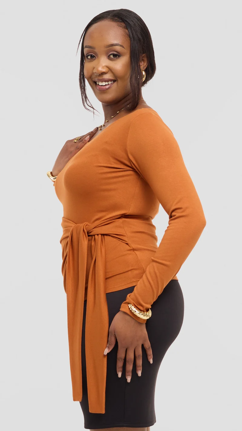 Vivo Tie Top in Jersey - Rust