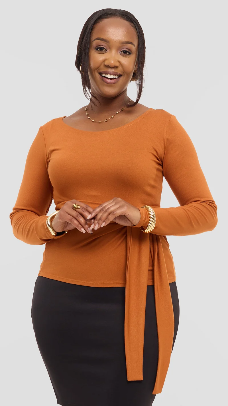 Vivo Tie Top in Jersey - Rust