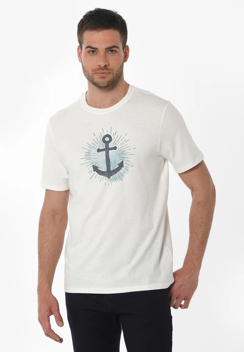 T-Shirt aus Bio-Baumwolle mit Anker-Print