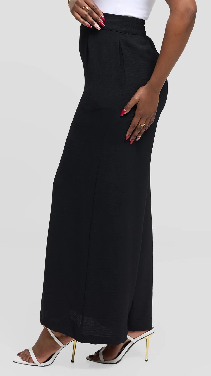 Vivo Wide Leg Pants in Crepe - Black