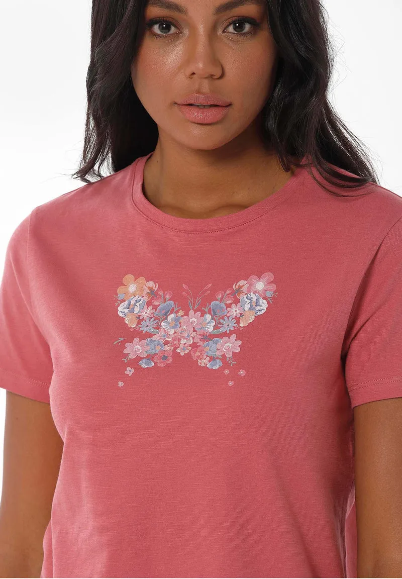 T-Shirt aus Bio-Baumwolle mit Falter-Print