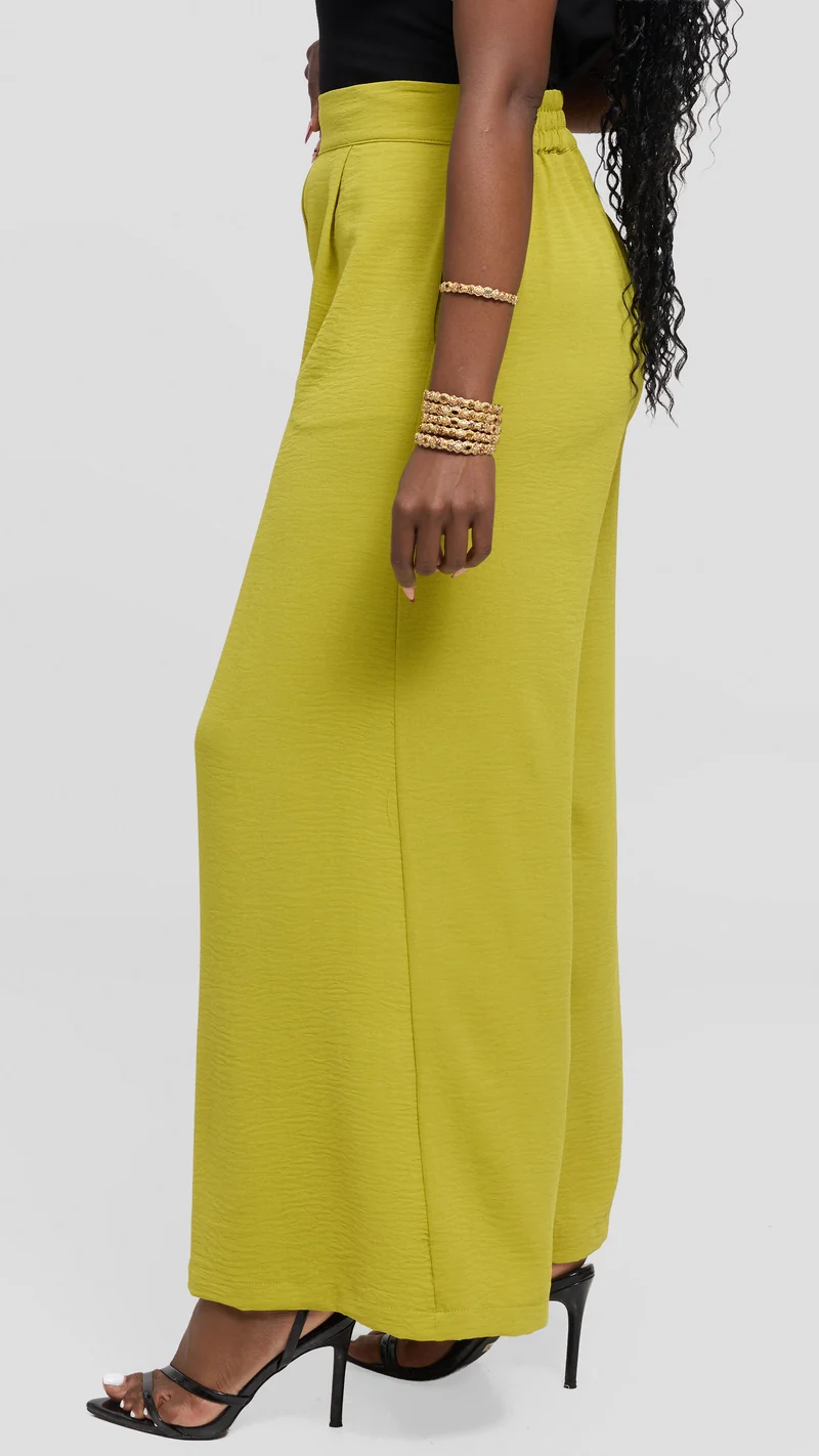 Vivo Wide Leg Pants in Crepe - Dark Green