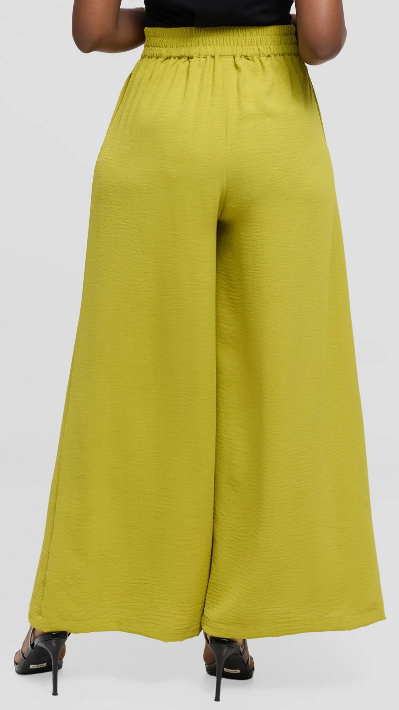 Vivo Wide Leg Pants in Crepe - Dark Green