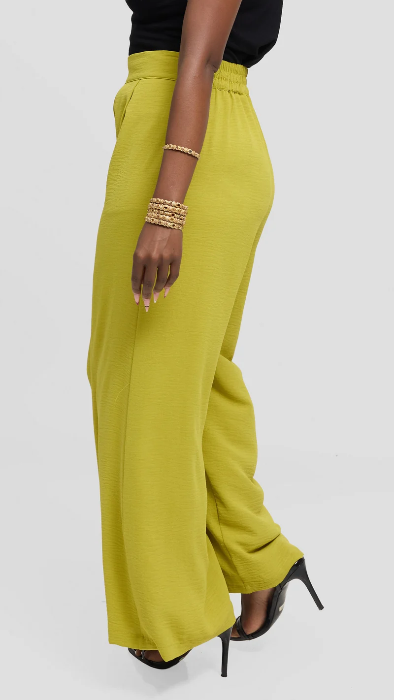 Vivo Wide Leg Pants in Crepe - Dark Green