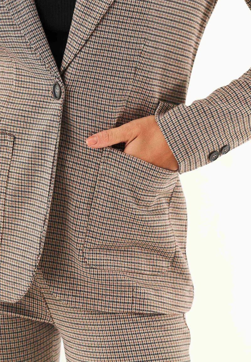 Blazer aus Bio-Baumwolle-Mix mit Hahnentrittmuster