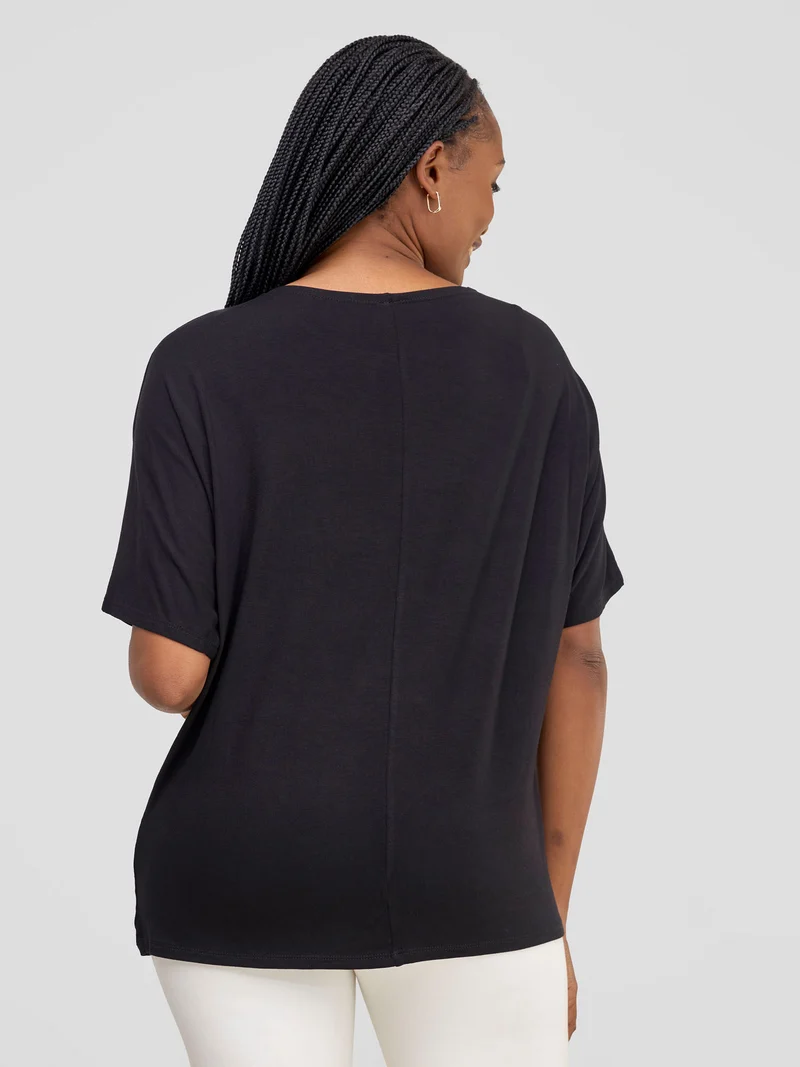 Vivo Basic Sienna Jersey Top - Black